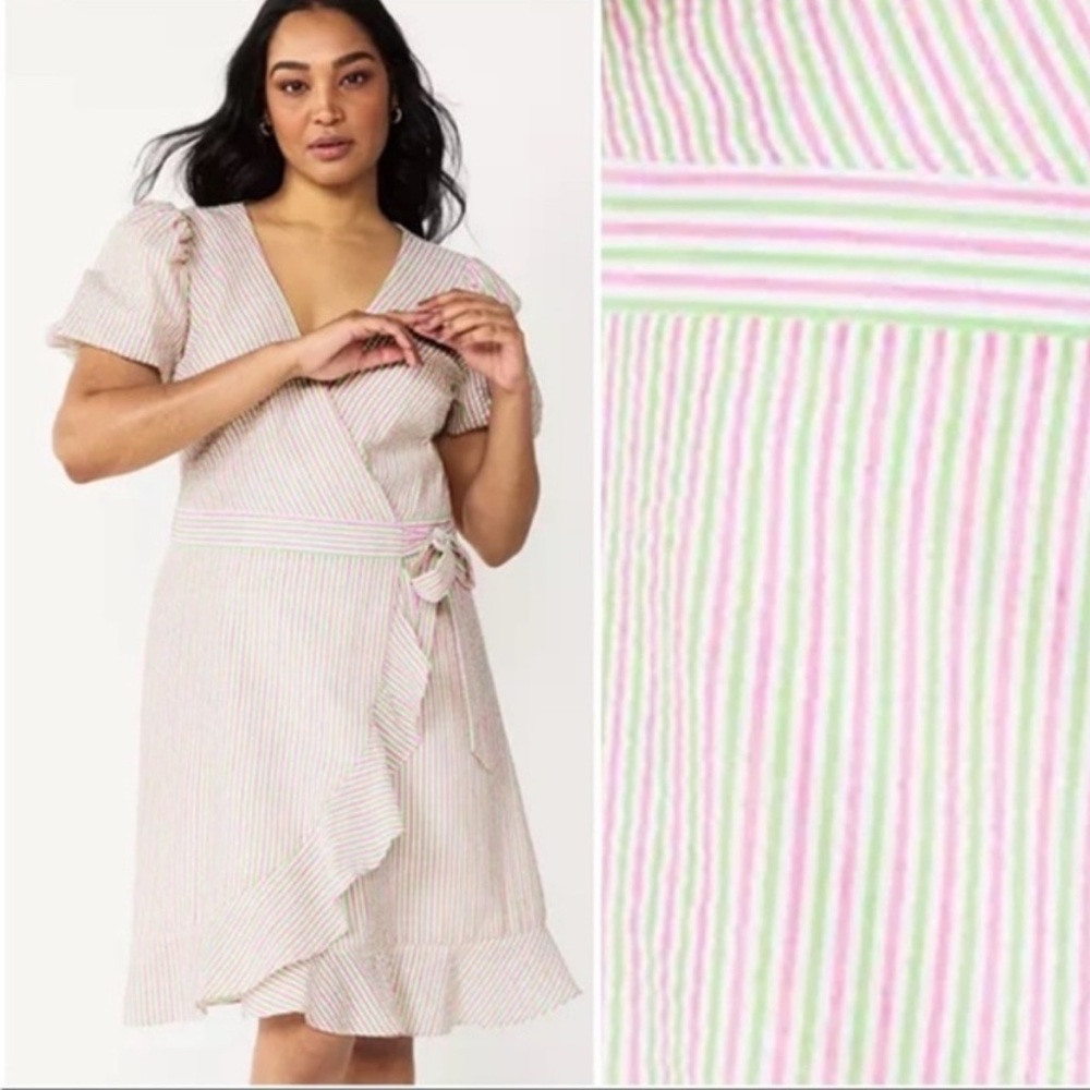 Draper James RSVP Seersucker Puff Sleeve Wrap Dress